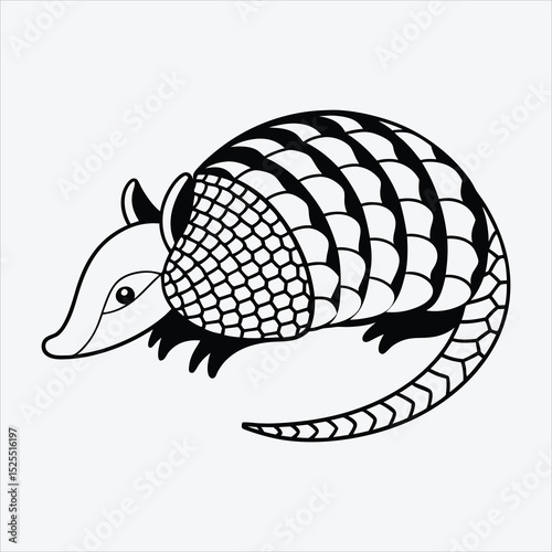  Armadillo line art White background illustration Generative Ai.