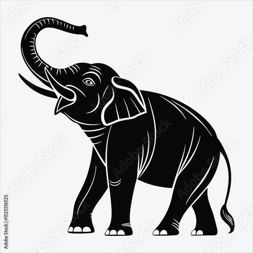 Asian Elephant line art White background illustration Generative Ai.