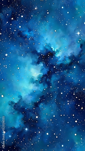 Celestial Nebula A Cosmic Dance of Blues and Stars