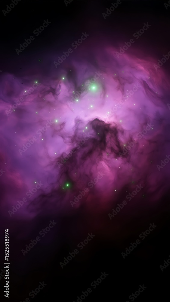 Fototapeta premium Cosmic Nebula, Purple Hues, Stellar Dust, Glowing Stars, Deep Space Exploration