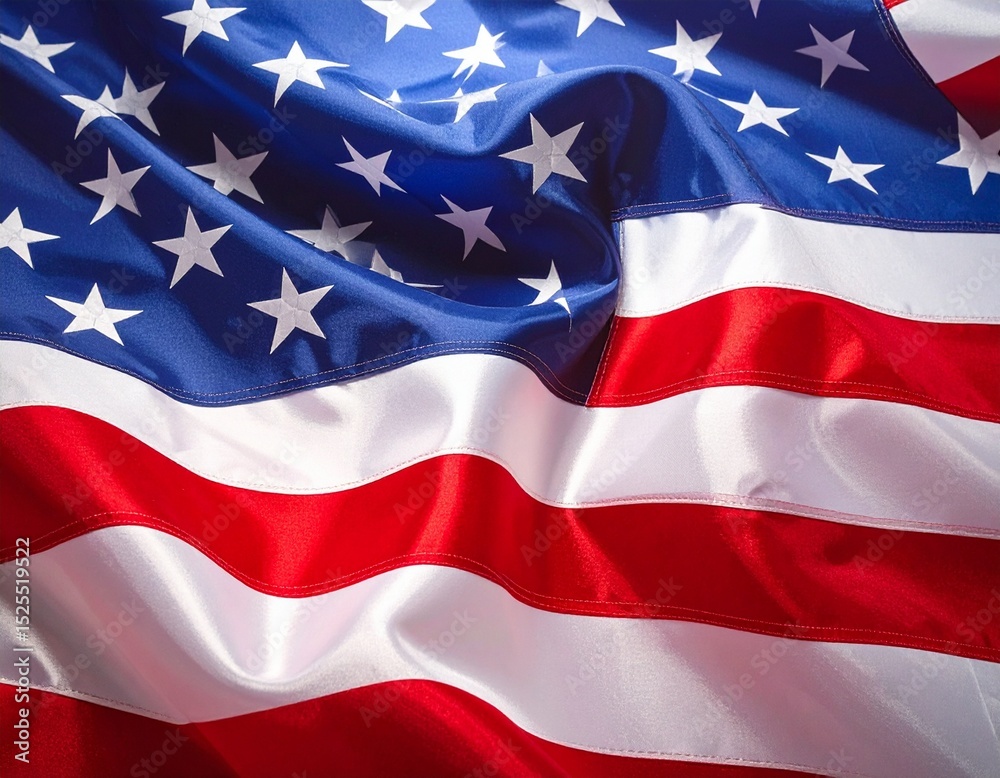 Obraz premium The flag's bold pattern ripples with pride, captured in radiant light and shadow