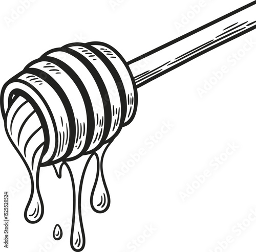 Honey dripping from a metal spoon, an isolated healthy food symbol