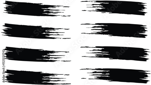 Eight black brush strokes arranged in pairs horizontally across a white background creating a pattern