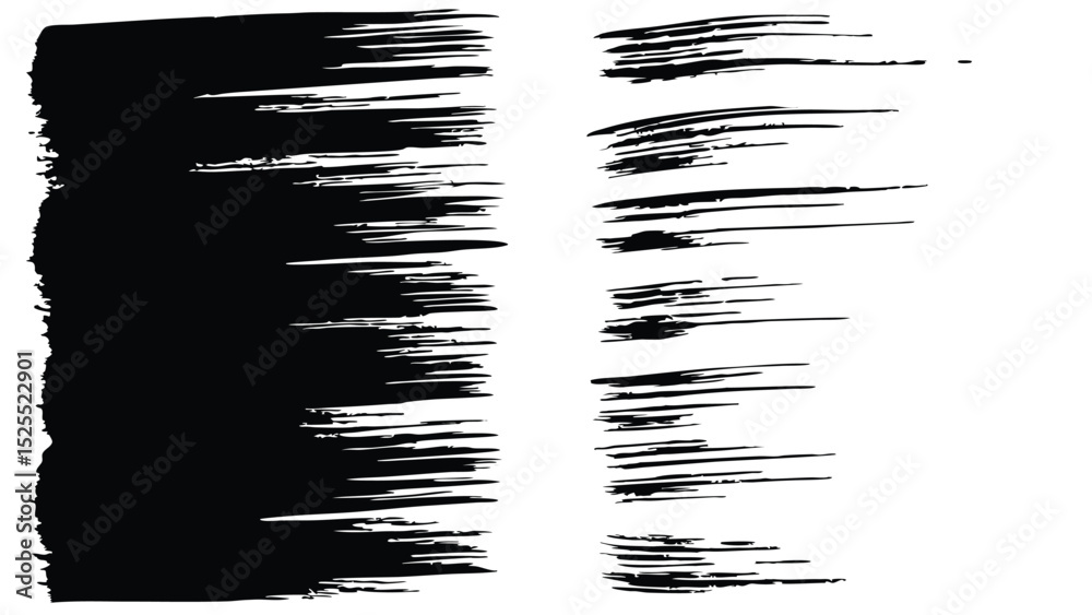 Black brush strokes forming abstract pattern on white background creating artistic texture style design