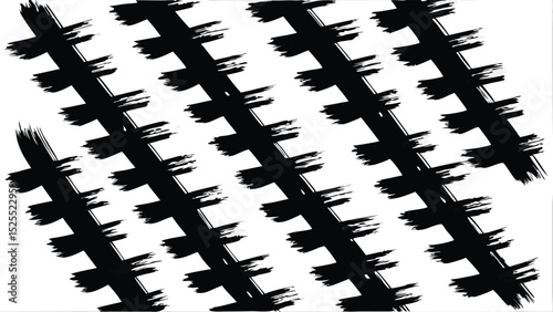 Diagonal pattern of black brush strokes on a white background creating a rhythmic and textured design
