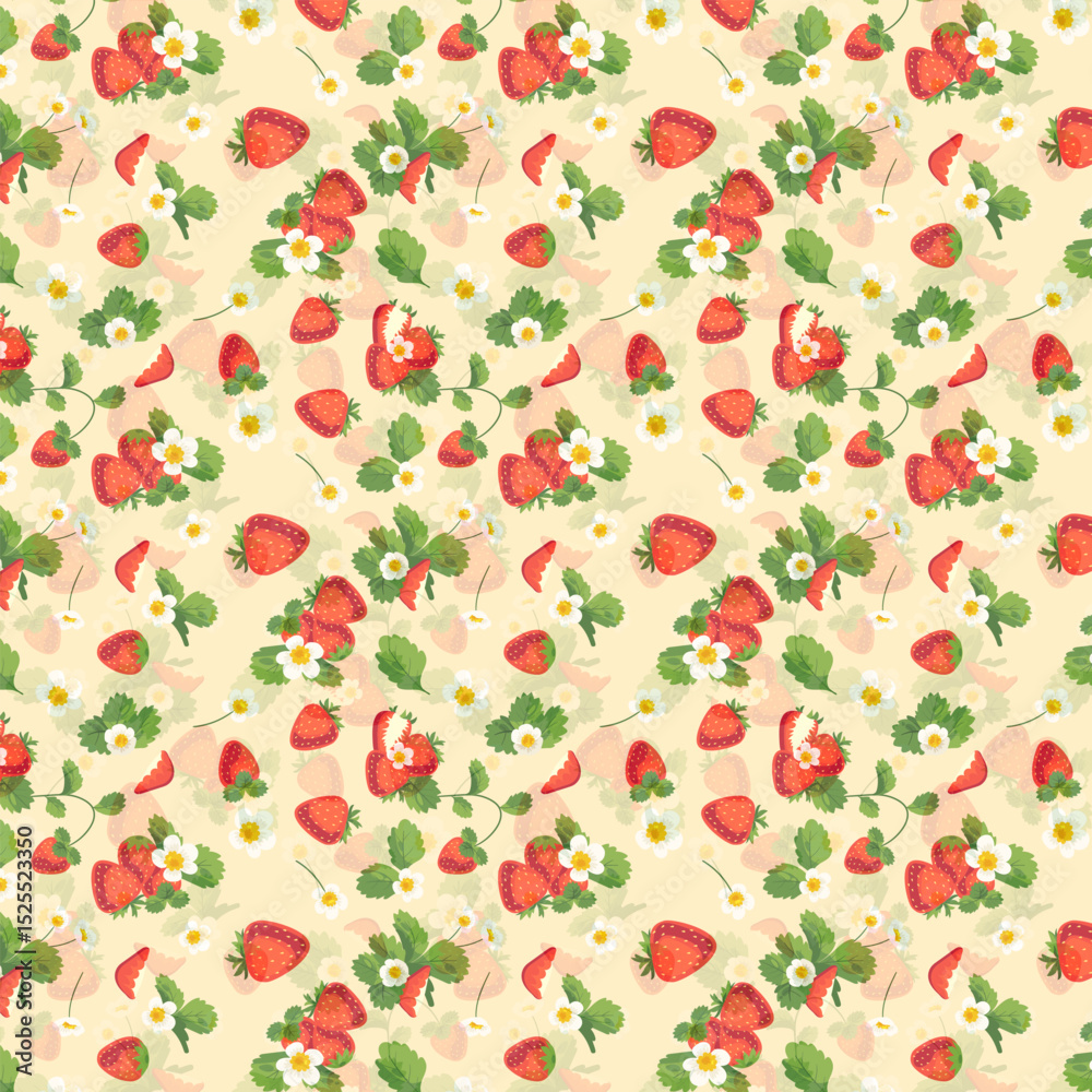 Fototapeta premium seamless pattern with apples and flowers