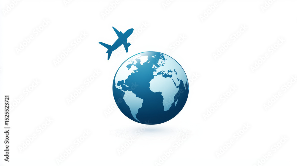 Fototapeta premium world map with airplane image on globe 