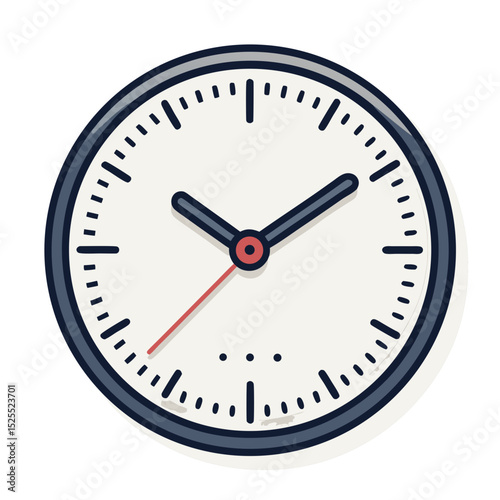 Flat vector icon of analog clock, transparent background