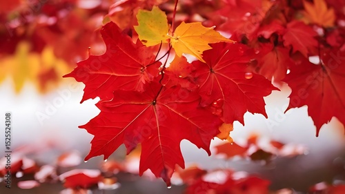 Celebrating Victoria Day in Canada with scattered maple leaves patriotic