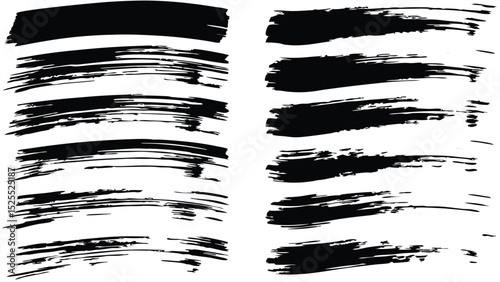 Wallpaper Mural Eleven horizontal black brush strokes with varying textures isolated on a white background design element Torontodigital.ca