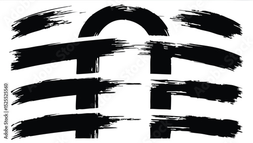 Abstract libra zodiac sign created with grungy brush strokes on a white isolated background design element