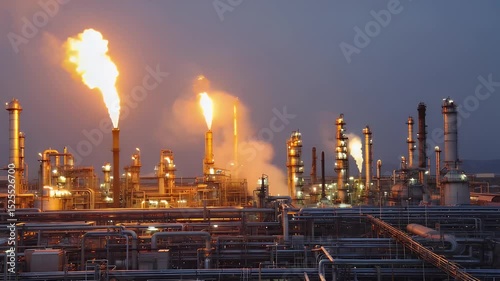 Cinematic shot of natural gas refinery