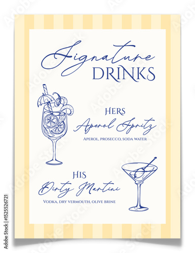 Signature Cocktail Drinks Sign Poster for Wedding.