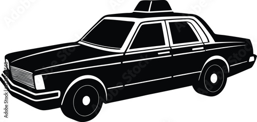 Classic Retro Taxi Silhouette in Side View