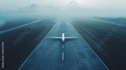 Top view of an airplane on the road