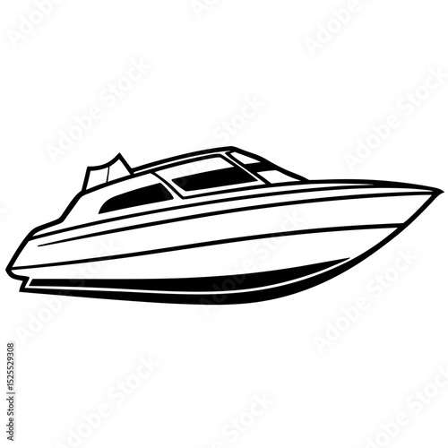 Minimal Speedboat Vector on White