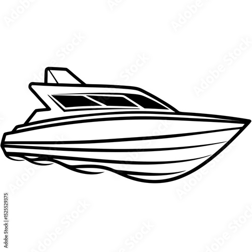 Minimal Speedboat Vector on White