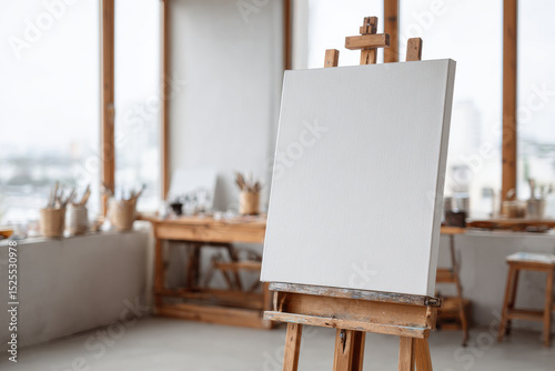 modern artists workspace designed for creativity featuring ultrabright atmosphere with clean lines and minimalistic