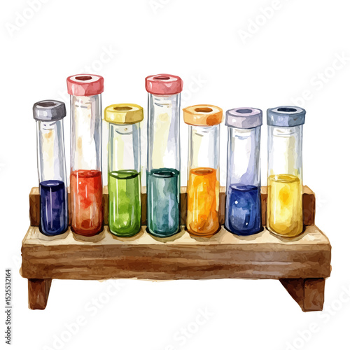 Test Tube Rack, watercolor illustration vector, high quality, isolated on a white background.