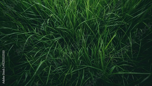 Lush green grass or tall grass blades in a dense patch, close-up view.