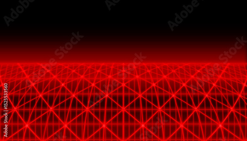 Red space perspective cross grid line light field technology abstract background