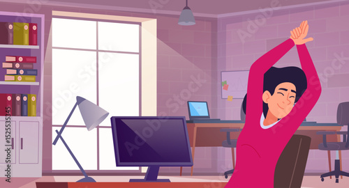 Stretching people. Office business characters making yoga exercises exact vector template