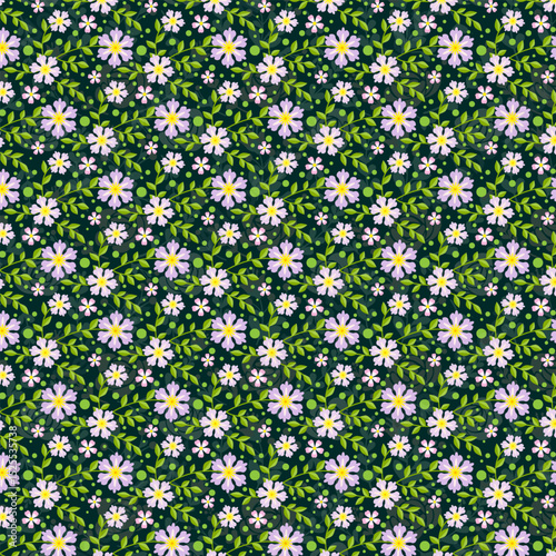 Seamless Hand Drawn Vintage Floral Pattern with Delicate Botanical Illustrations, Retro-Inspired Blooming Flowers, and Ornamental Garden Elements for Textile, Wallpaper, Fabric, and Packaging Design