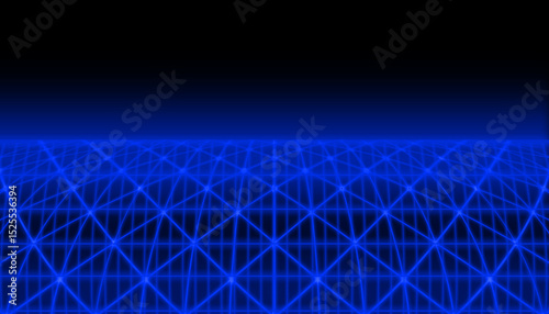 Blue space perspective cross grid line light field technology abstract background