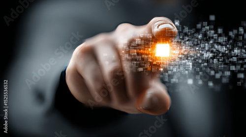 E-Governance: Businessman Holding Creative Light Bulb with Digital Networking and E-Governance Icon. Innovating Public Services, Enhancing Transparency, Efficiency, on Blue City Background.