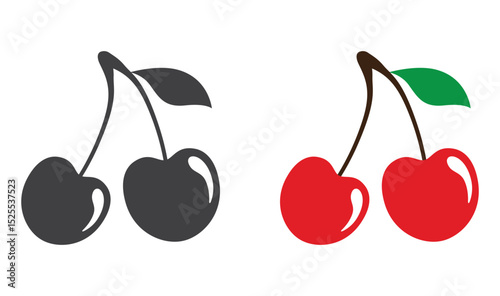 cherry berry icon set