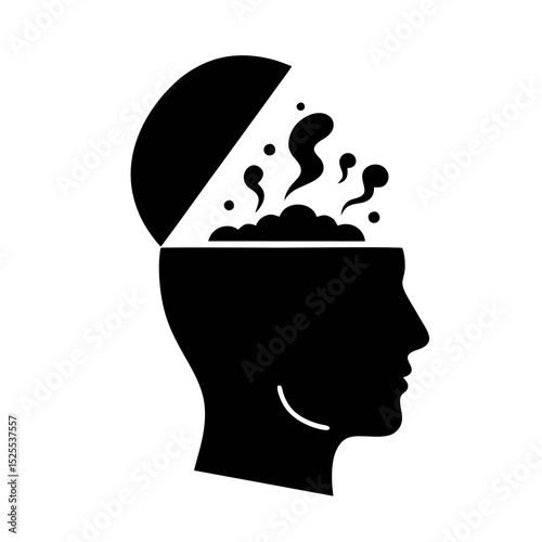Mental Burden & Negative Emotions: Head with Storm Cloud & Rain