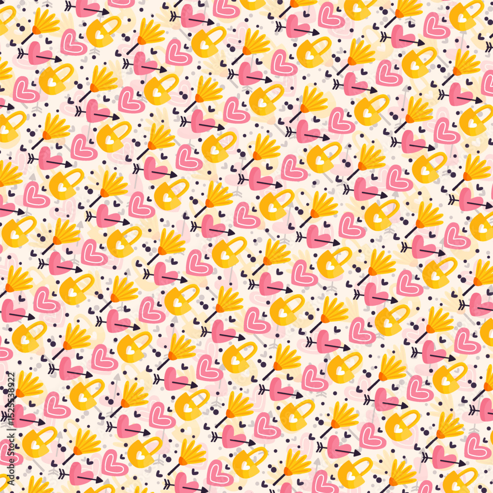 Obraz premium Seamless Hand-Drawn Floral Pattern with Colorful Leaves and Botanical Elements in Soft Pastel Tones – Ideal for Fabric, Wallpaper, and Stationery Design