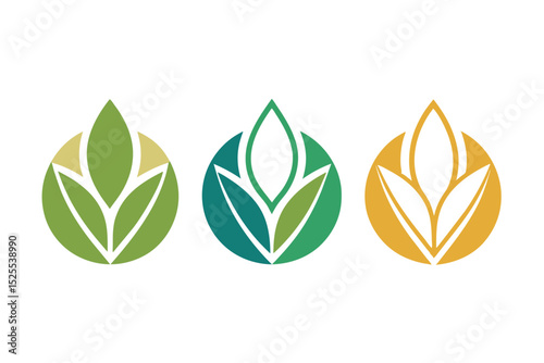 Nature's Embrace Elegant Leaf Logo Designs in Green, Teal, and Gold