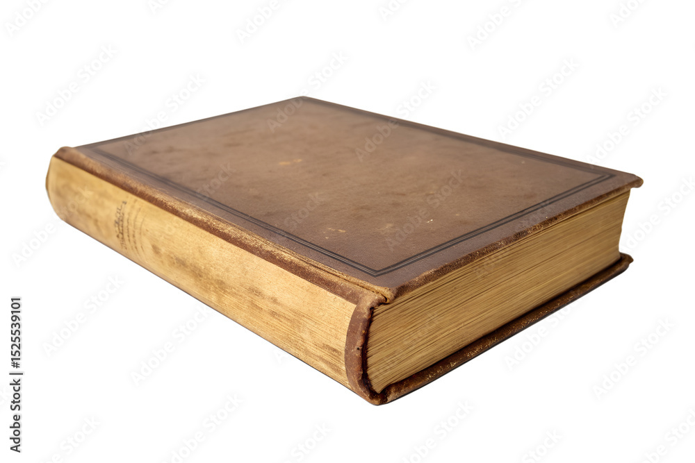 Aged leather book reading material study isolated on transparent background Aged leather book reading material study isolated on transparent background