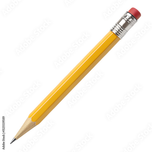Stock photo of a yellow writing pencil isolated on transparent background photo