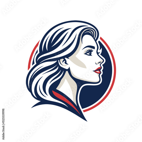 girl with long hair woman face vector illustration Woman face logo mascot

