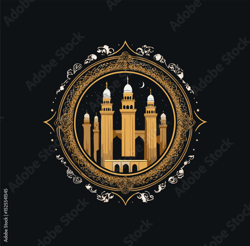 vintage emblem logo design of kaaba editable and ready to use