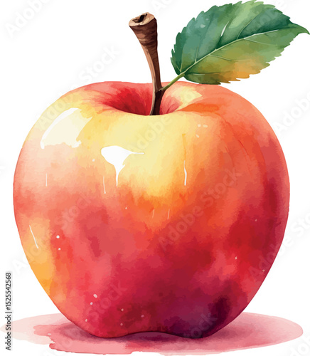 Watercolor apple vector. Fresh fruit with soft gradients and clean isolated style.