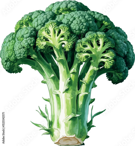 Broccoli watercolor vector. Healthy green vegetable illustration with hand-painted texture.