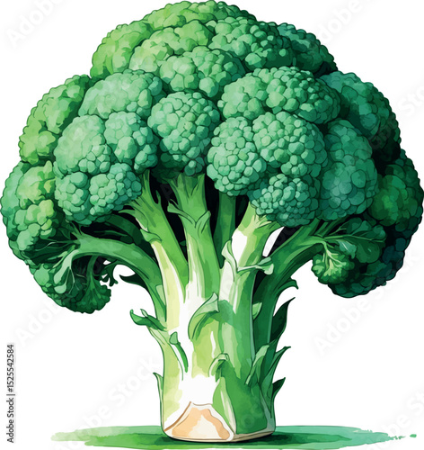 Broccoli watercolor vector. Healthy green vegetable illustration with hand-painted texture.