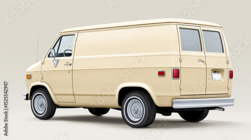 Vintage beige cargo van with classic design and rear windows