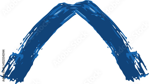 Two streams of blue liquid converging at the top forming an upside down v shape on a white backdrop