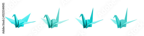 Four origami cranes symbolize hope and peace in a stunning display of artistry and craftsmanship