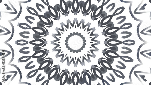 Circular pattern with radiating elements in shades of gray and white creating a symmetrical design
