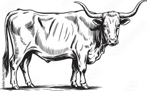  Longhorn Bull Engraving