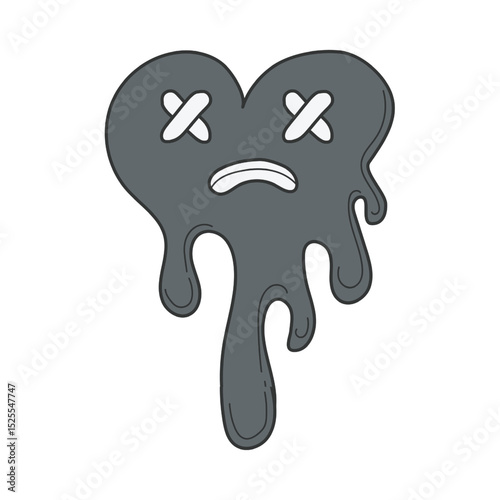 Melting Heart Illustration Sad, Broken, and Gloomy Digital Art. Illustration Vector