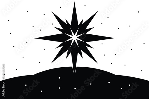nativity star shining brightly in the night sky vector icon