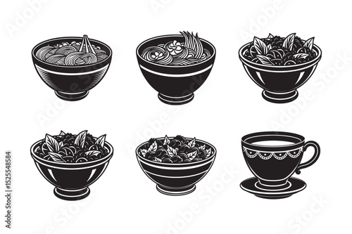 silhouette of cooking vowl on the white background