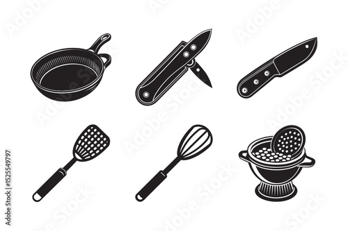silhouette of cooking tools