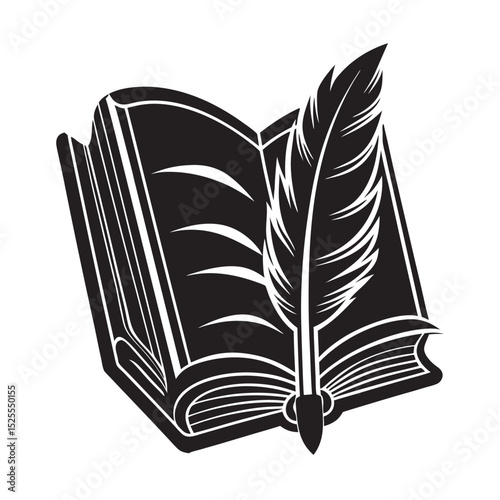 vector-of-silhouette-book-feather-on-the-white-bac.eps